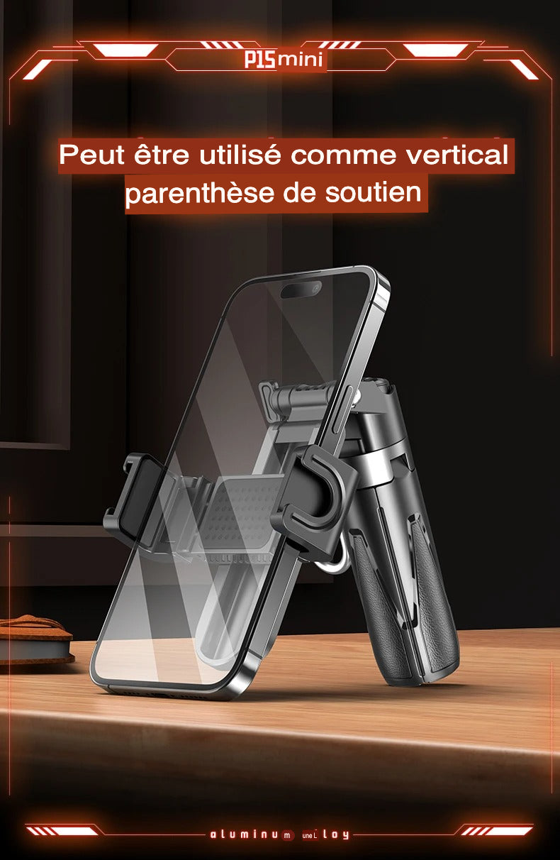 Trépied Smartphone Pro 360° avec Télécommande & Charge USB-C