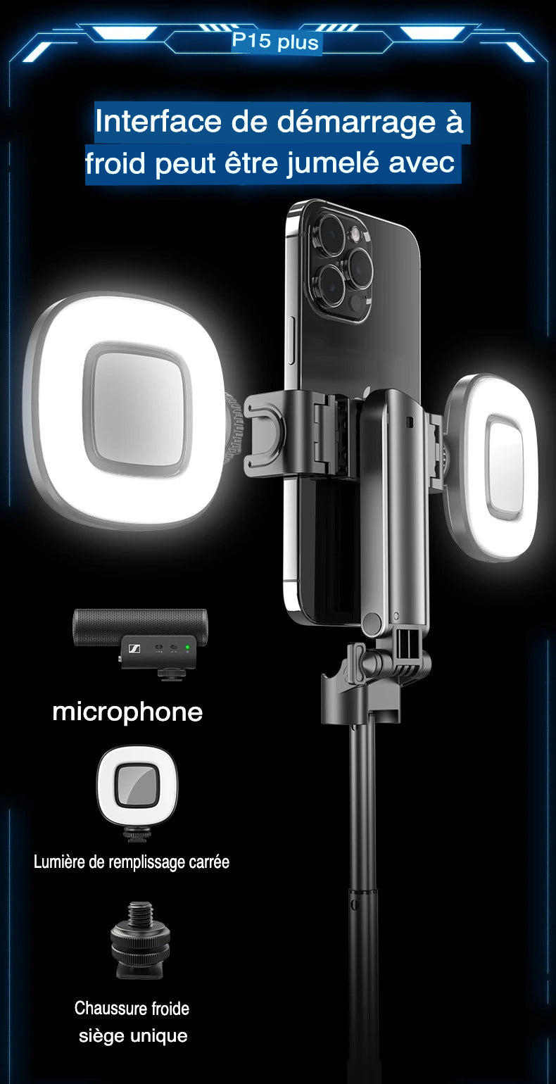 Trépied Smartphone Pro 360° avec Télécommande & Charge USB-C