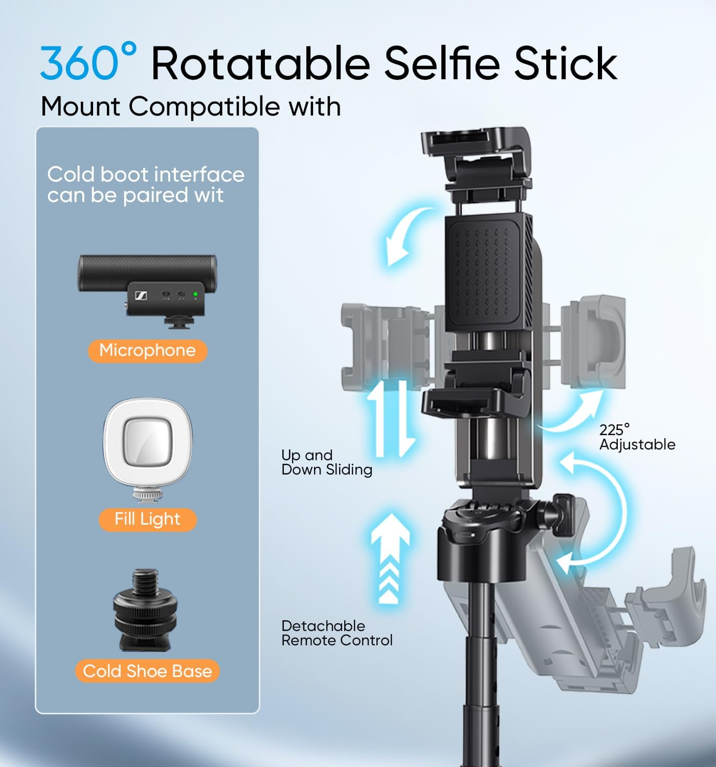 Trépied Smartphone Pro 360° avec Télécommande & Charge USB-C