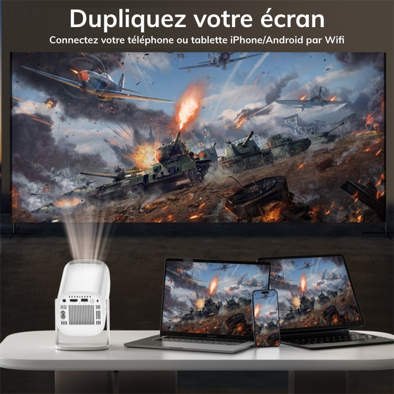 Projecteur 4K + 2 manettes (Smart TV Intégrée + Android + Console 25 000 Jeux vidéo)