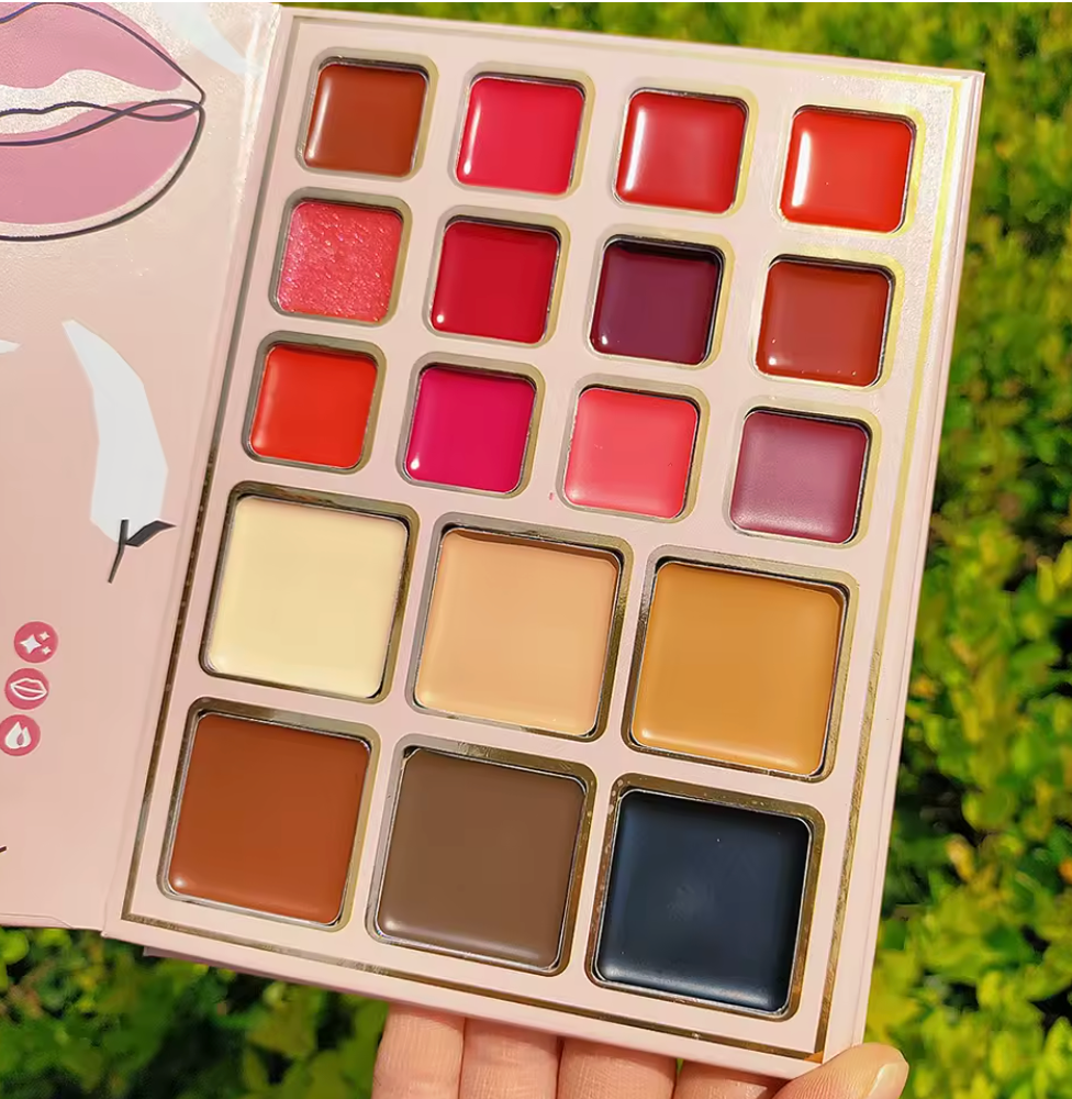 đ Palette de Maquillage 4 en 1 đ CrĂšme, Fard Ă PaupiĂšres, Enlumineur, Blush & Rouge Ă LĂšvres â Tout-en-Un pour un Look Parfait âš
