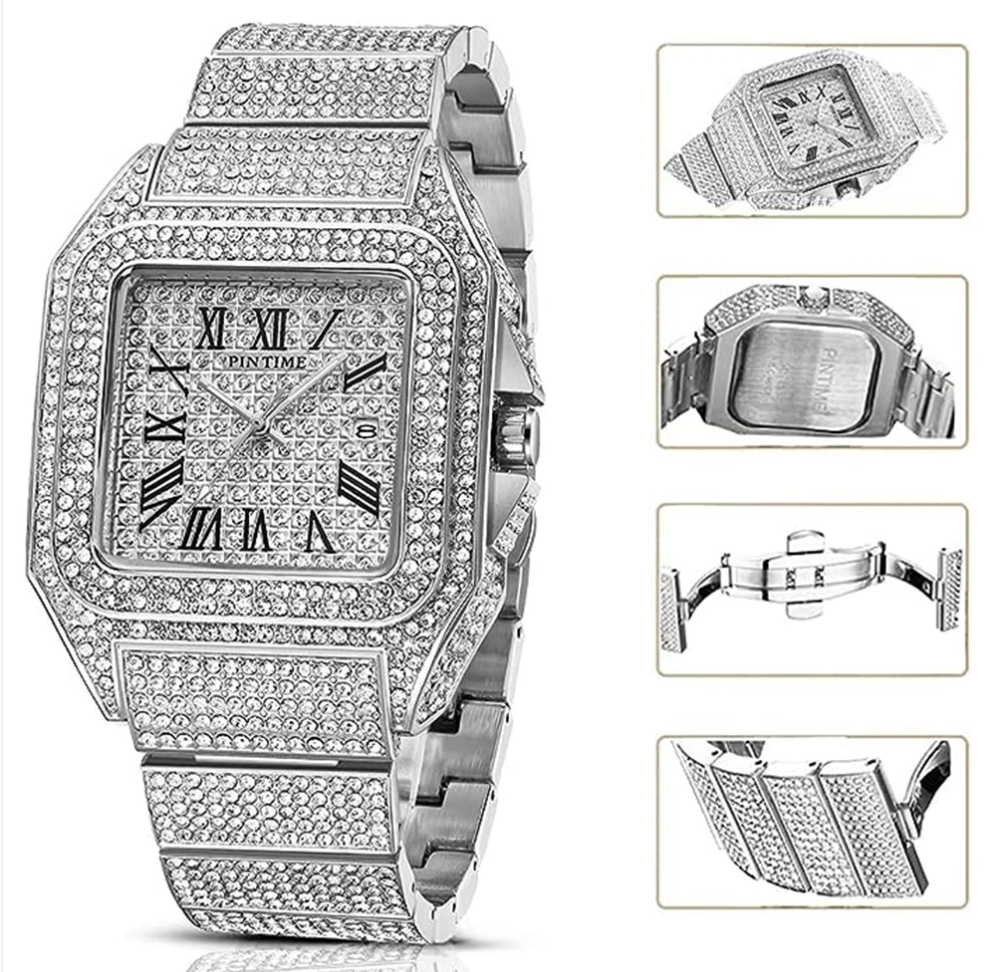 Montre Élite Sertie de Pierres éclatantes Pour Homme
