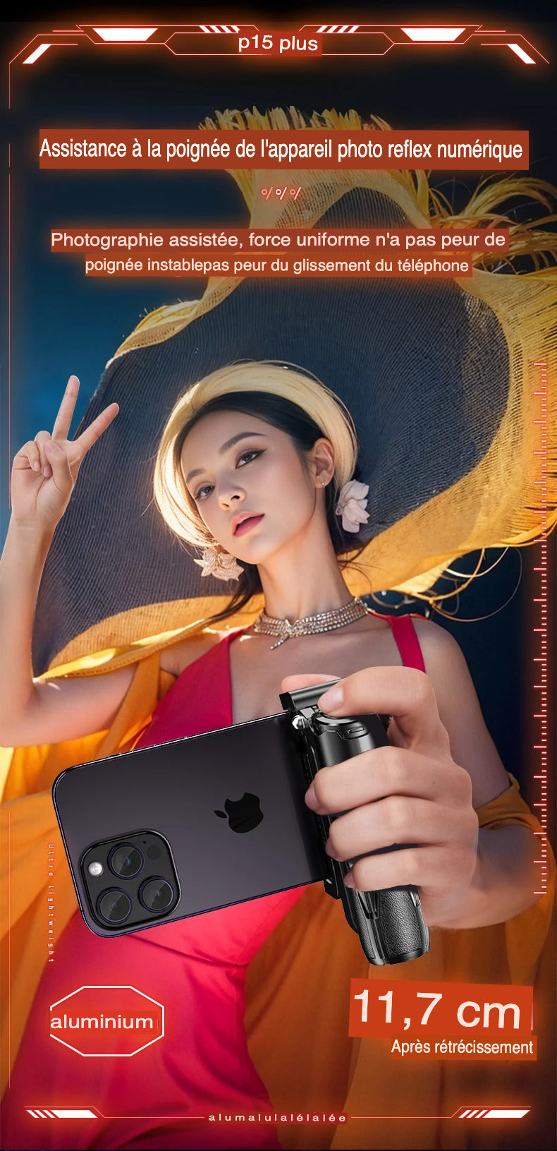 Trépied Smartphone Pro 360° avec Télécommande & Charge USB-C