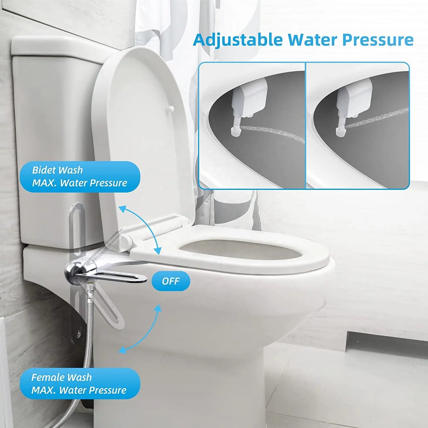 🚽✨ Accessoire de Toilette Bidet – Jet Réglable pour Siège Standard