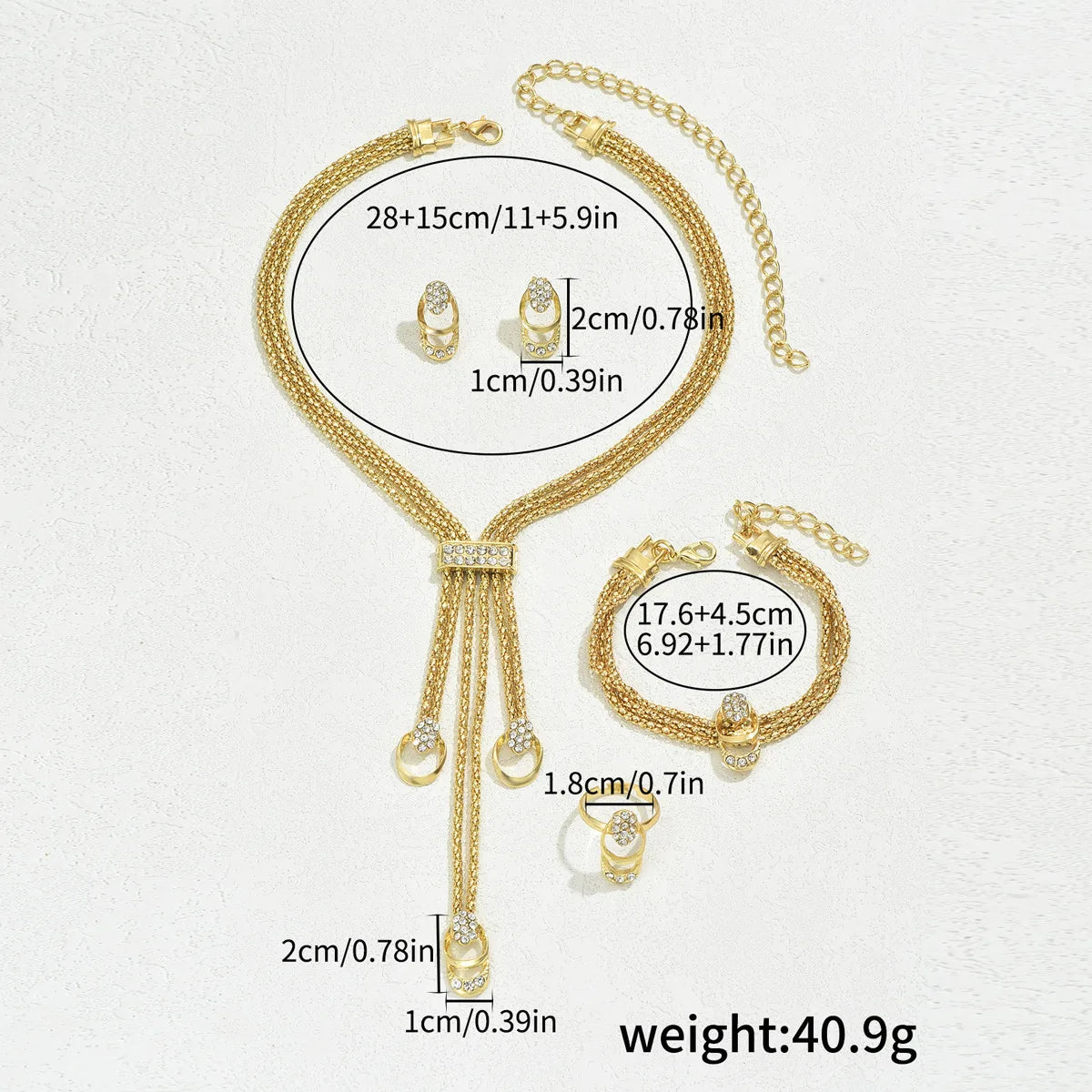 Parure Élégance Dorée – Collier, Bracelet et Bague avec Détails Cristallins ✨💛