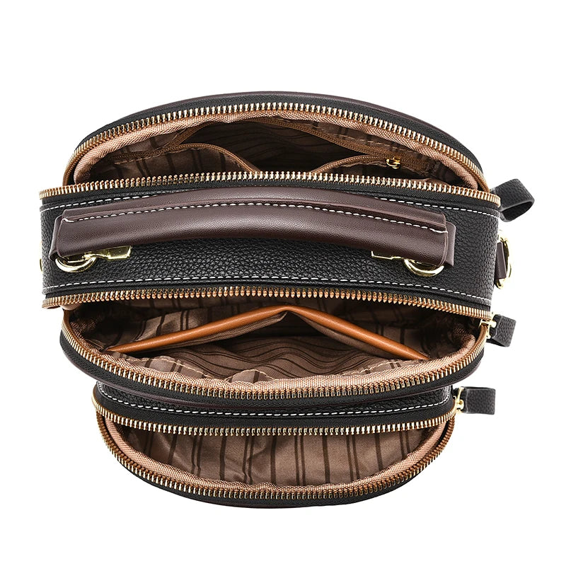 Sac Classique Multi-Compartiments à Bandoulière Large et Ajustable en Cuir PU – Noir 🖤✨