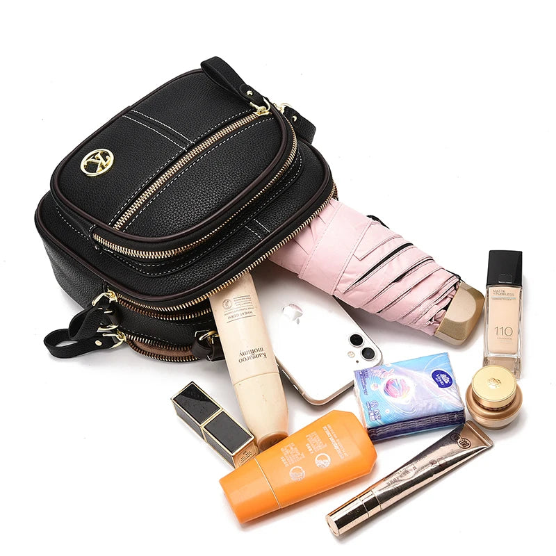 Sac Classique Multi-Compartiments à Bandoulière Large et Ajustable en Cuir PU – Noir 🖤✨