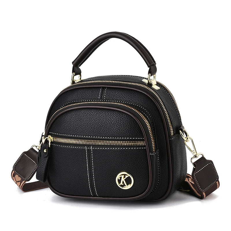 Sac Classique Multi-Compartiments à Bandoulière Large et Ajustable en Cuir PU – Noir 🖤✨