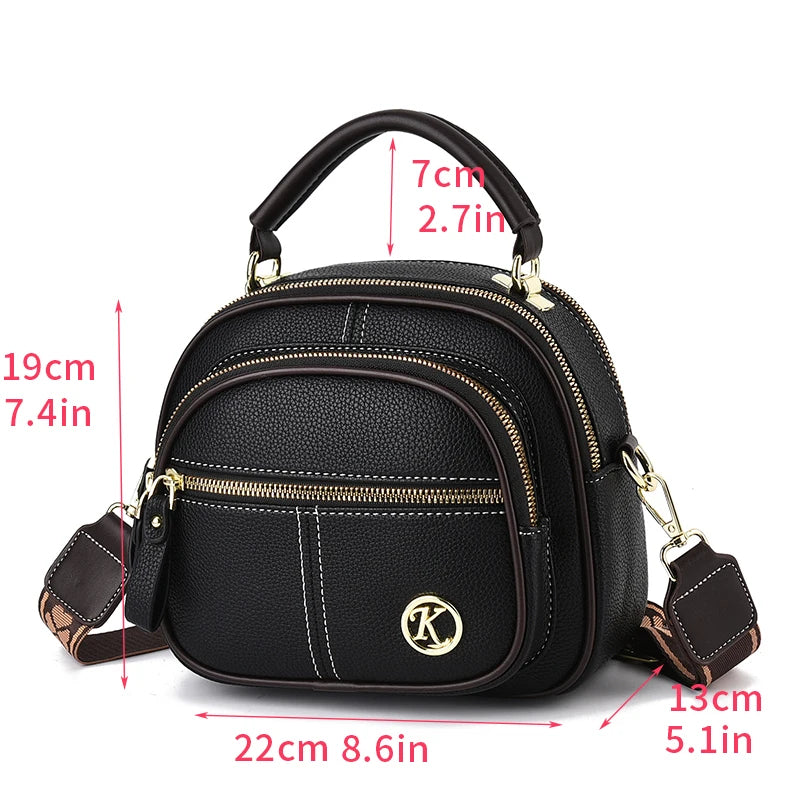 Sac Classique Multi-Compartiments à Bandoulière Large et Ajustable en Cuir PU – Noir 🖤✨