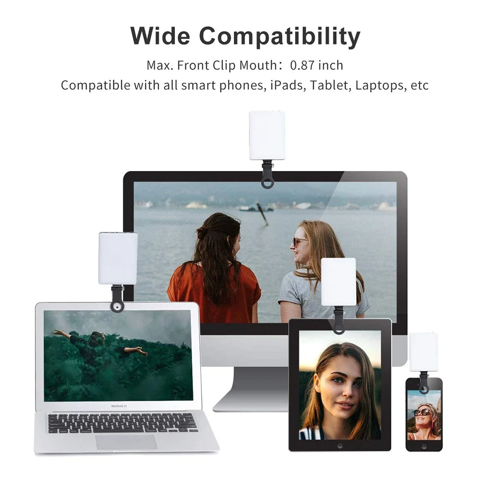 💡 Lampe LED Clip Rechargeable 5000mAh – Éclairage Pro pour Selfie, Lives & Appels Vidéo