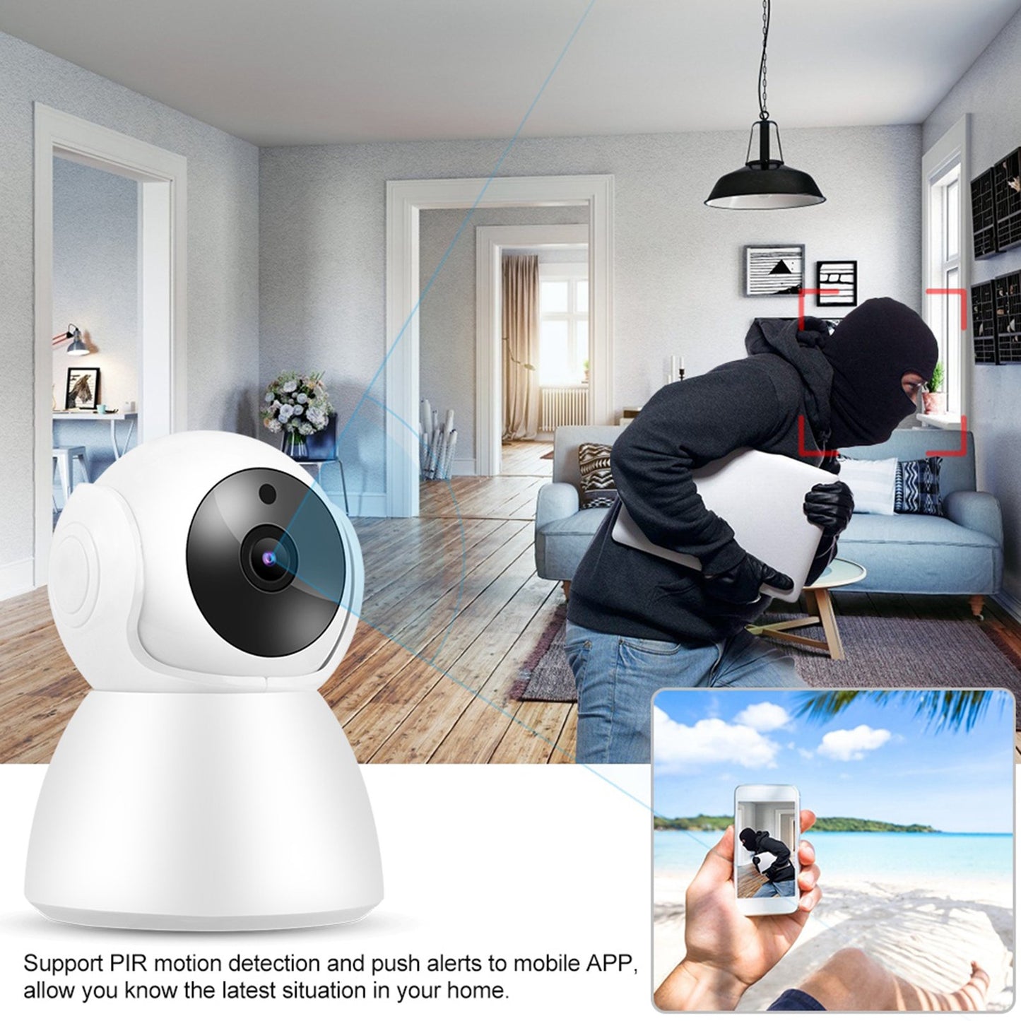 🔐 Caméra de Surveillance OALE iHome 01+ – Vision 360°, Audio Bidirectionnel, HD 1080p, Détection de Mouvement & Vision Nocturne