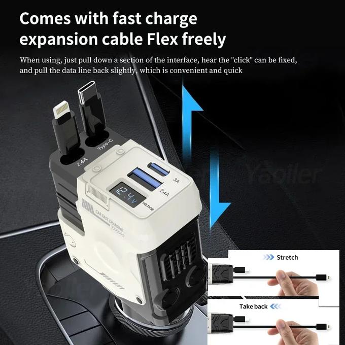 Chargeur de Voiture Ultra Rapide à Multiports – Puissance et Vitesse Maximales