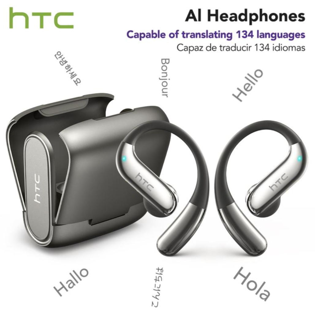 🎧 HTC NE23 Écouteurs de Traduction Instantanée | 134 Langues en Temps Réel 🌍 | Bluetooth 6.0 | Sans Fil pour Musique & Appels 📞 | Étanches IPX5 💧 | Autonomie Longue Durée 🔋