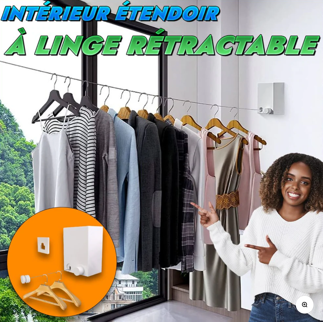 Corde A Linge rétractable Sèche-linge