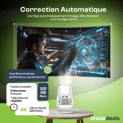 Projecteur 4K + 2 manettes (Smart TV Intégrée + Android + Console 25 000 Jeux vidéo)