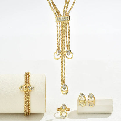 Parure Élégance Dorée – Collier, Bracelet et Bague avec Détails Cristallins ✨💛