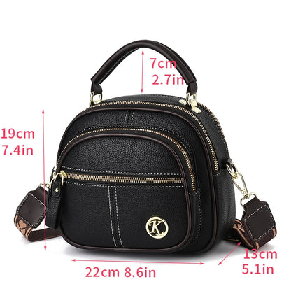 Sac Classique Multi-Compartiments à Bandoulière Large et Ajustable en Cuir PU – Noir 🖤✨