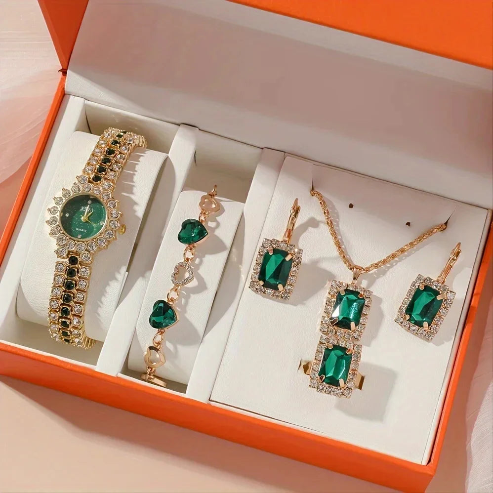 Coffret Montre & Bijoux "Émeraude Royale" – Élégance et Raffinement Inégalés!
