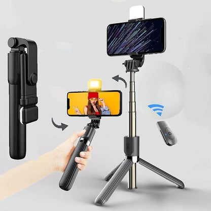 Perche à Selfie & Trépied Bluetooth Sans Fil – Polyvalence et Stabilité en Un Seul Accessoire !